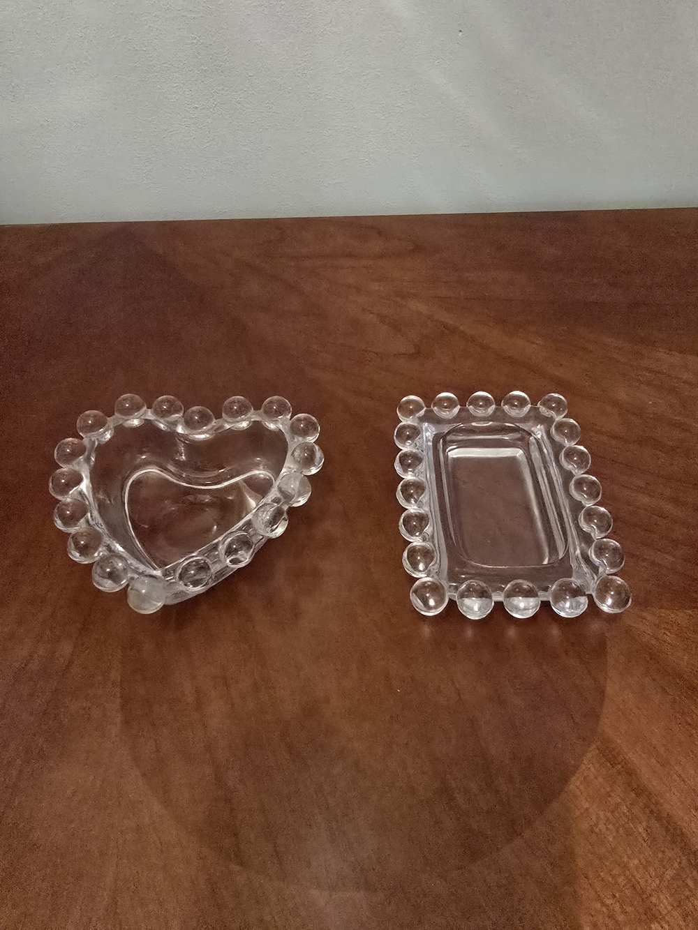 The Imperial Candlewick Clear Glass Heart & Rectangle Decorative Trinket Dishes